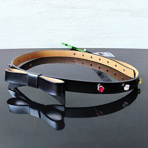 Kate Spade New York Women's Rhinestone Bow Genuine Leather Belt in Black Beauty